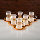 Almarjan Tea & Coffee Set 18 Pieces, Glass & Metal (GLS2630073) Gold - Modern Serveware - TUZZUT Qatar Online Shopping