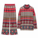 Multicolour Geometric Print Cowl-Neck Two-Piece Set YD100