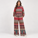 Multicolour Geometric Print Cowl-Neck Two-Piece Set YD100