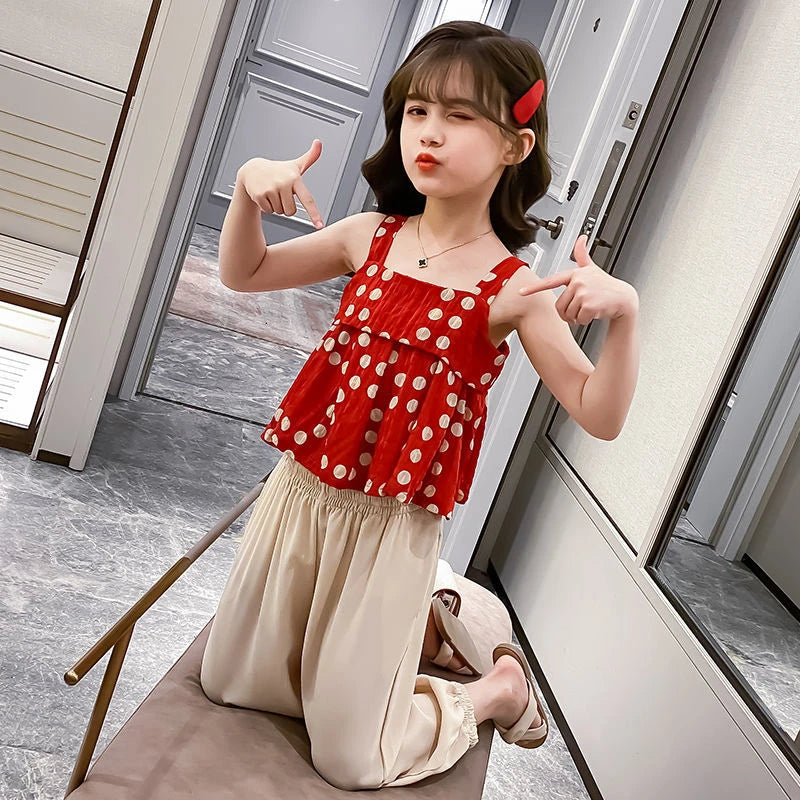 Girls Clothes Summer Kids Cute Polka Dot Sling Short Style Tops+Pants 2Pcs Sets Children Suit Baby Girl Outfit S1697361 Girls Clothes Summer Kids Cute Polka Dot Sling Short Style Tops+Pants 2Pcs Sets Children Suit Baby Girl Outfit S1697361
