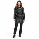 Women’s Black Leather-Look Belted Biker Coat 103364