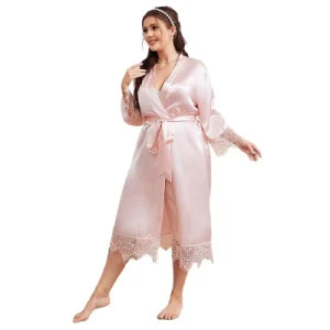 Good Quality Fashion Lovers Mothers Gift Sleeping Clothing Silk Sexy Nightwear Pajamas Bathrobe Night-Robe S4519926 - Tuzzut.com Qatar Online Shopping