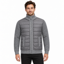 Men’s Grey Quilted-Front Knit Zip-Up Jacket NS50