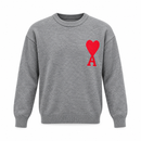 Grey Red Heart & A Crew Neck Knit Sweater NS121