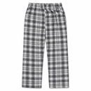 Grey & White Plaid Elastic-Waist Straight-Leg Trousers 913181