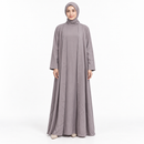 Women’s Mauve Grey Two-Piece Abaya and Maxi Dress Set YD24
