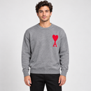 Grey Red Heart & A Crew Neck Knit Sweater NS121