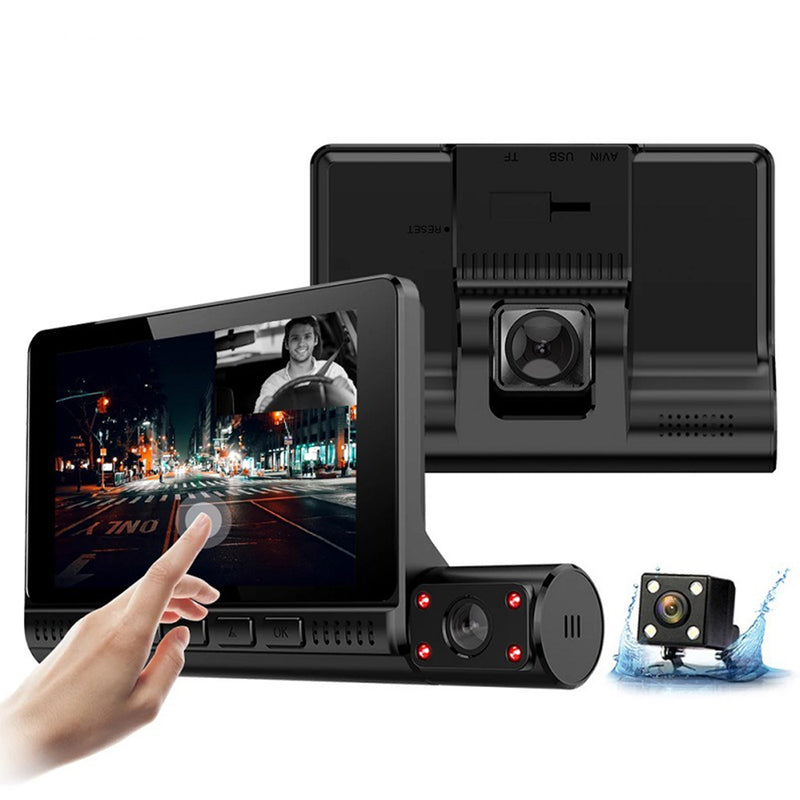 3 in 1 Driving Recorder Car Dashboard Front, Inside and Rear 1080P - 55825 - TUZZUT Qatar Online Shopping