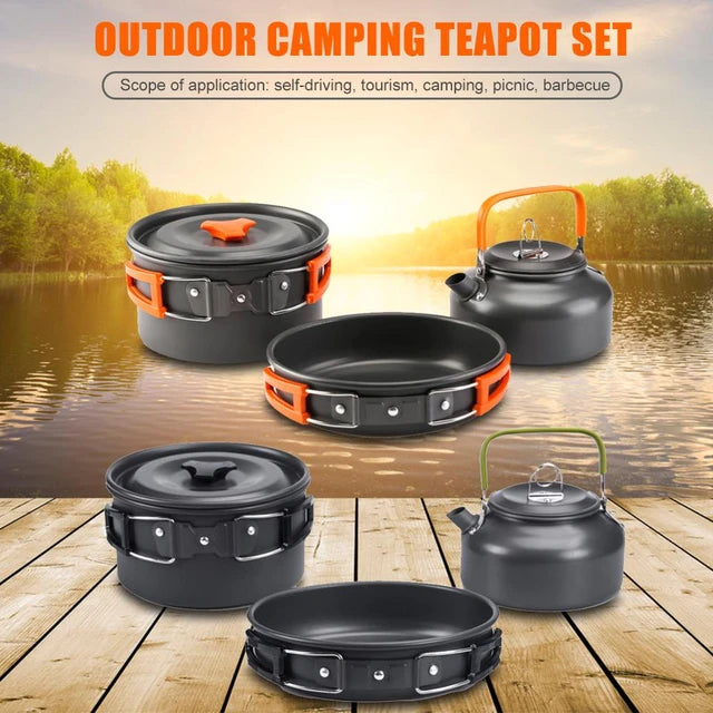 Camping Cookware Set Aluminum Nonstick Portable Outdoor Tableware Kettle Pot Cookset DS 308 Camping Cookware Set Aluminum Nonstick Portable Outdoor Tableware Kettle Pot Cookset DS 308
