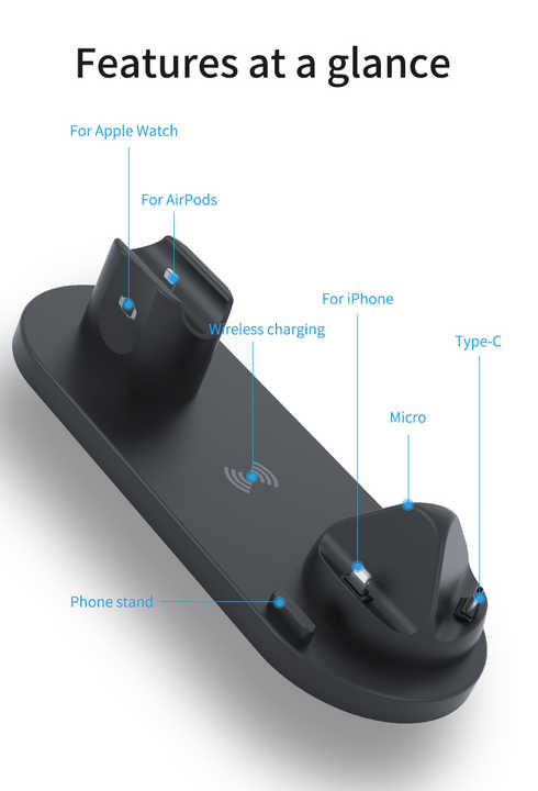 6 In 1 Multi Function Charging Stand WC 190 6 In 1 Multi Function Charging Stand WC 190