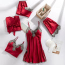 Women's 5Pcs Short Sleeve Pajamas Style Sleepwear S8026205 2XL - TUZZUT Qatar Online Shopping