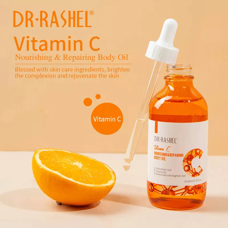 DR RASHEL Vitamin C Nourishing & Repairing Body Oil 100ml DRL-1690 - Tuzzut.com Qatar Online Shopping