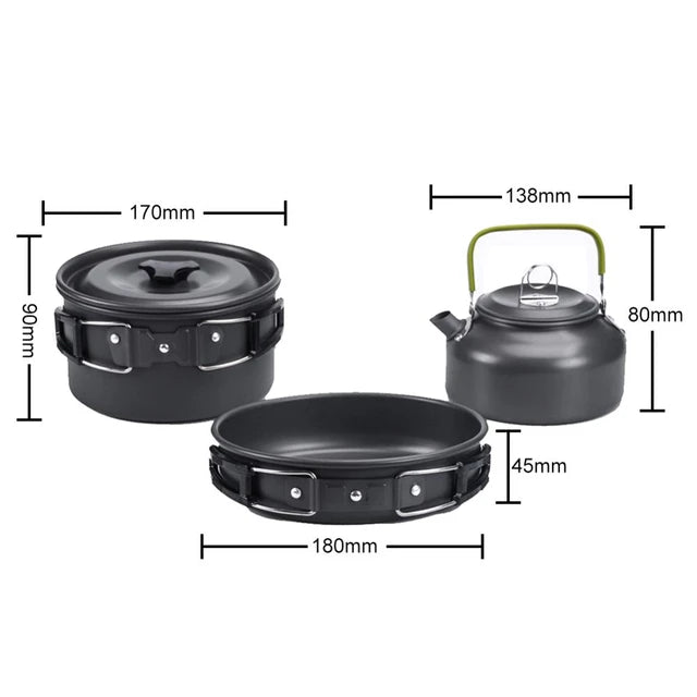 Camping Cookware Set Aluminum Nonstick Portable Outdoor Tableware Kettle Pot Cookset DS 308 Camping Cookware Set Aluminum Nonstick Portable Outdoor Tableware Kettle Pot Cookset DS 308