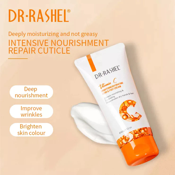 DR.RASHEL Vitamin C Brightening & Hydrating Hand & Foot Cream 100g DRL-1691 - Tuzzut.com Qatar Online Shopping