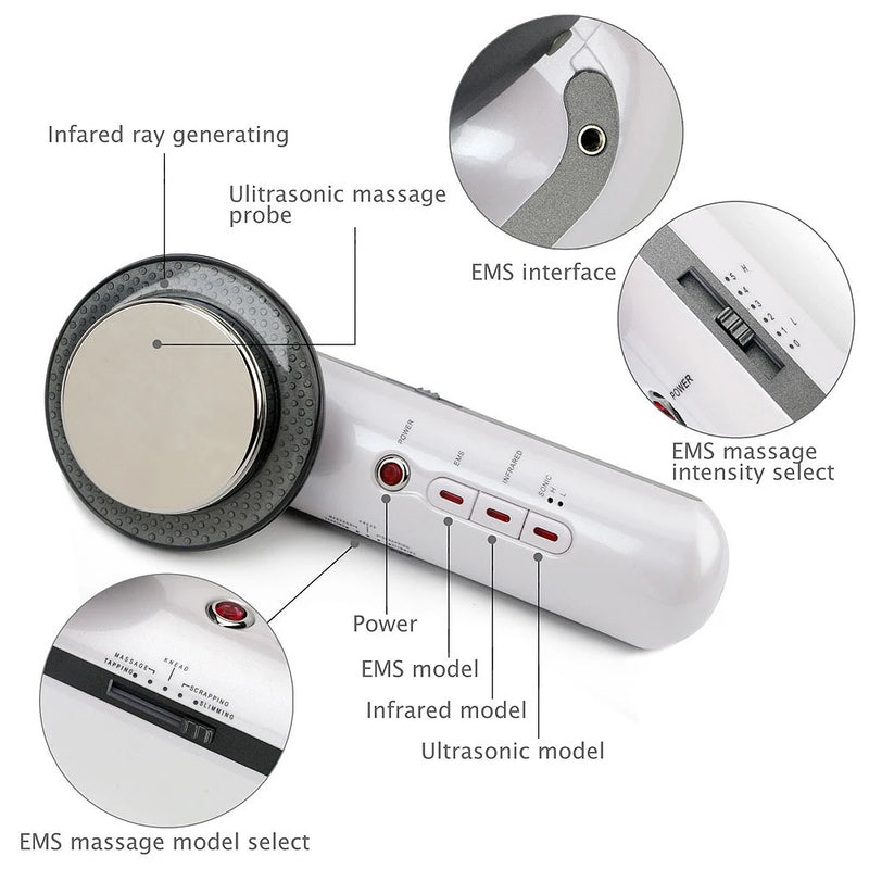 3 in 1 EMS InFrared Ultrasonic Face Body Slimming Massager Fat Burner Machine SC-100
