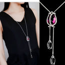 Flower Necklace Women Rhinestones Long Chain Necklace FL55