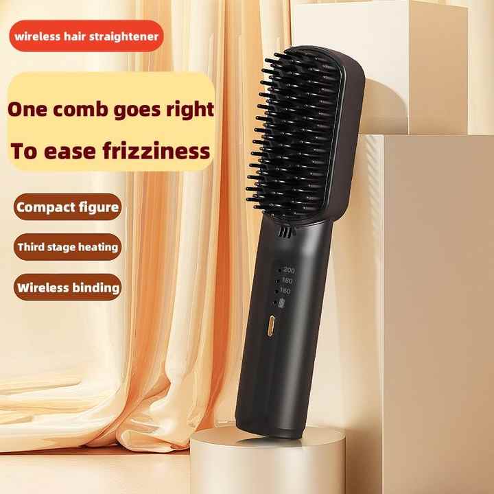 Portable Cordless Mini Hair Straightening Comb, Rechargeable Lightweight Hair Straightener Brush - WX98