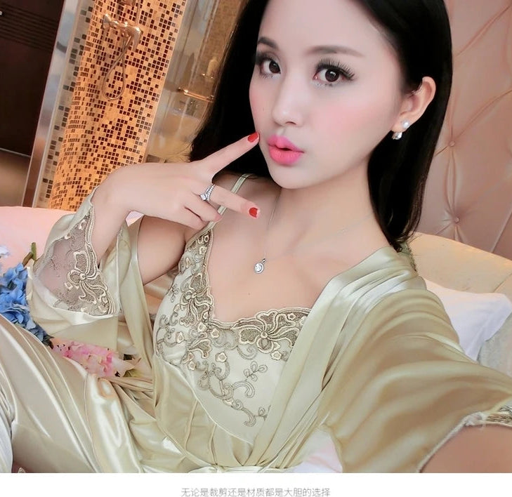 Women Loose Elegant Thin Sleepwear Bathrobe S4225202 L