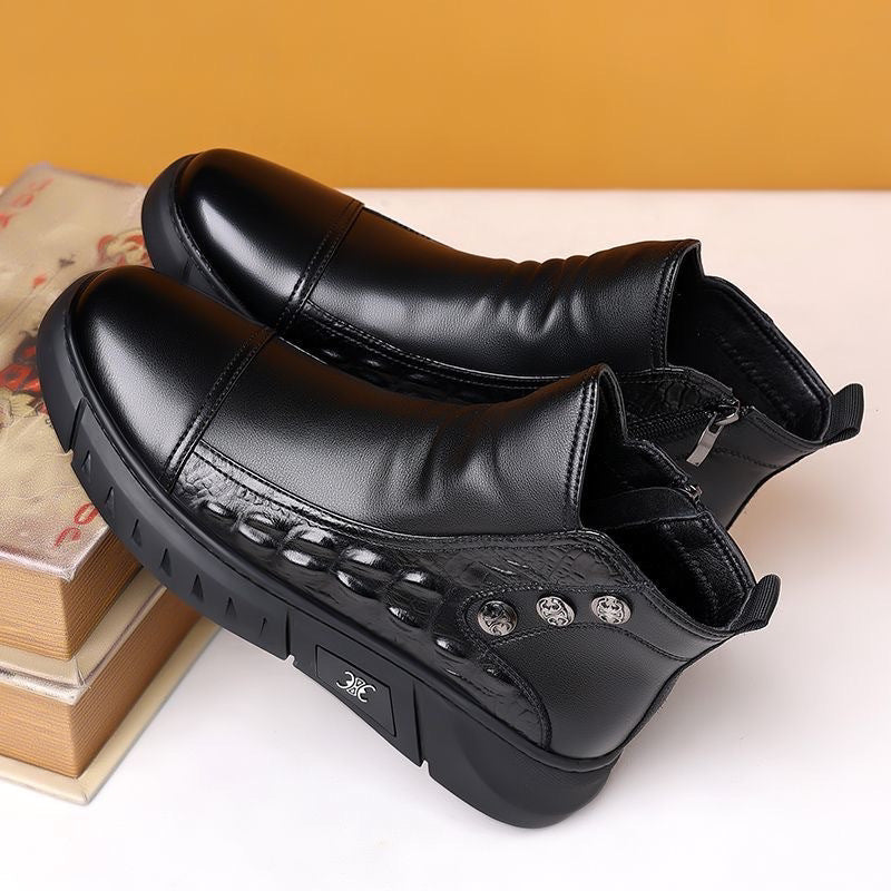 Formal Black Comfort Autumn Spring Pump Soft Side Zip Shoes FS35 - TUZZUT Qatar Online Shopping