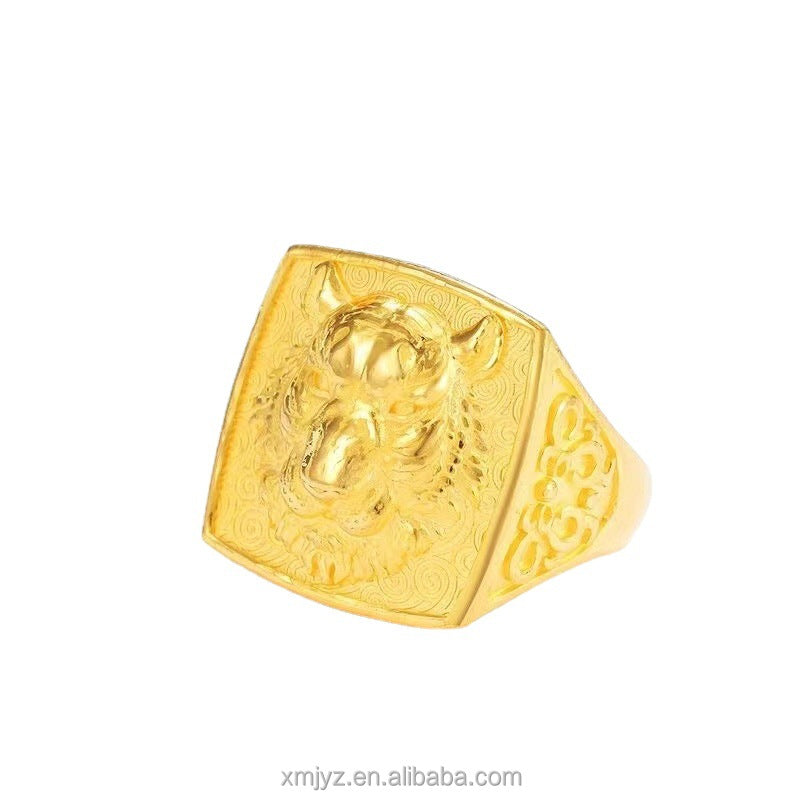 Tiger Face Gold Men's Ring MR9639 - TUZZUT Qatar Online Shopping