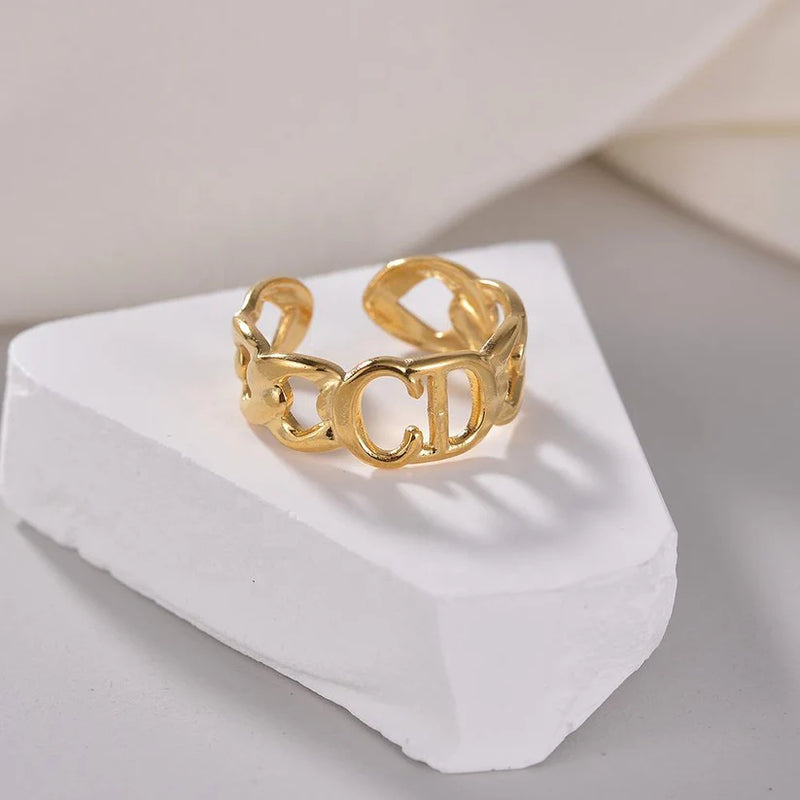 Classic Double Letter Ring CD44 - TUZZUT Qatar Online Shopping