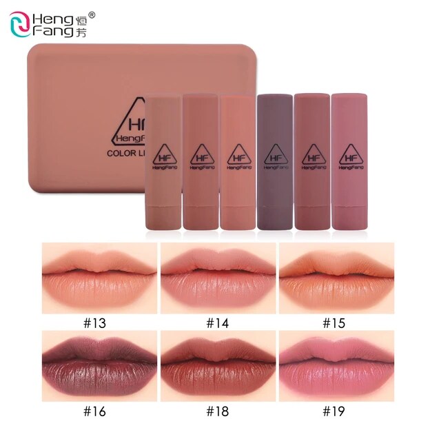 Hengfang Long-lasting Matte Lipstick Six Color Set Pumpkin Colors With Mirror - Tuzzut.com Qatar Online Shopping
