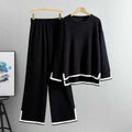 Long Sleeve Pullover Top + Wide Leg Pant Set 30393