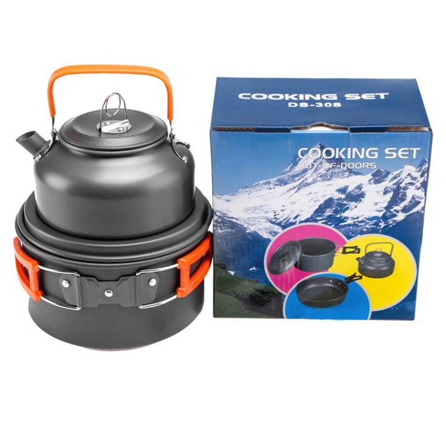 Camping Cookware Set Aluminum Nonstick Portable Outdoor Tableware Kettle Pot Cookset DS 308 Camping Cookware Set Aluminum Nonstick Portable Outdoor Tableware Kettle Pot Cookset DS 308