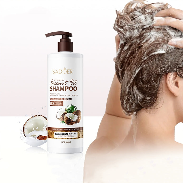 SADOER Natural Deep Cleansing Oil-control Refreshing Shine Smoothing Anti-Dandruff Coconut Oil Shampoo 500ml - TUZZUT Qatar Online Shopping