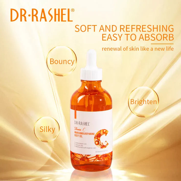 DR RASHEL Vitamin C Nourishing & Repairing Body Oil 100ml DRL-1690 - Tuzzut.com Qatar Online Shopping