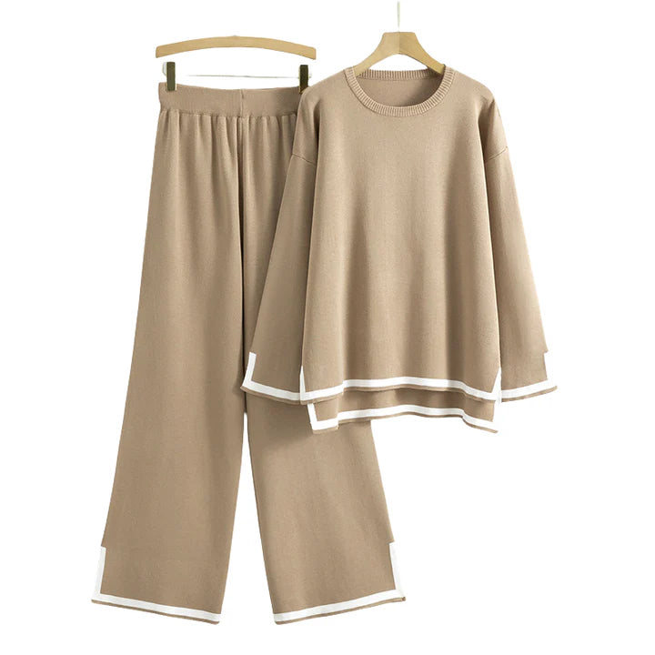 Casual Long Sleeve Pullover Top High Waist Wide Leg Pant Lounge Set 15166 Casual Long Sleeve Pullover Top High Waist Wide Leg Pant Lounge Set 15166