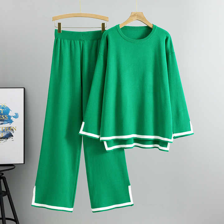Casual Long Sleeve Pullover Top High Waist Wide Leg Pant Lounge Set 15166 Casual Long Sleeve Pullover Top High Waist Wide Leg Pant Lounge Set 15166