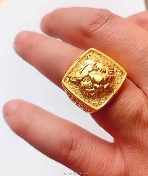 Tiger Face Gold Men's Ring MR9639 - TUZZUT Qatar Online Shopping