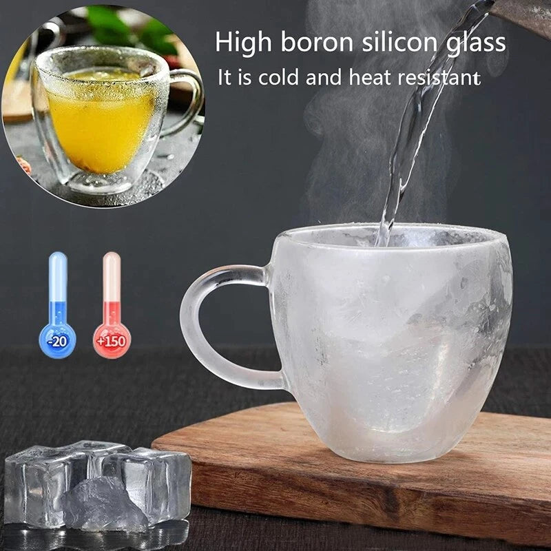 Heart Love Shaped Glass Coffee Mug Cup Double Wall Drinking Tea Milk Juice Water Glasses Heat Resistant Drinkware Milk S3876379 - Tuzzut.com Qatar Online Shopping