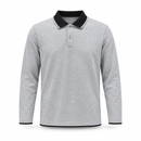 Men’s Grey Long-Sleeve Polo with Contrast Collar NS123