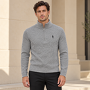 Men’s Grey Ribbed Quarter-Zip Sweater NS89