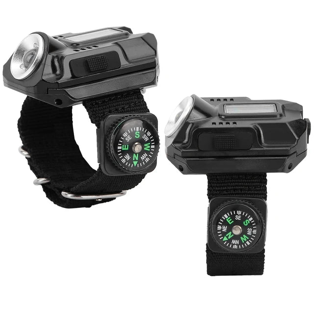 1 Pc USB Rechargeable LED Wristlight Smart Watch Adjustable Nylon Wrist Watch Strap With Compass Flashlight S594617 - Tuzzut.com Qatar Online Shopping