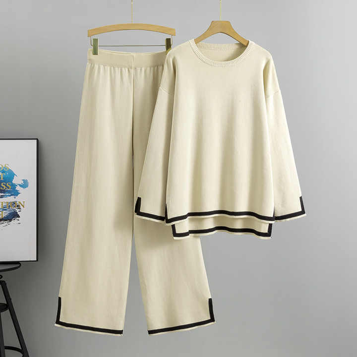 Casual Long Sleeve Pullover Top High Waist Wide Leg Pant Lounge Set 15166 Casual Long Sleeve Pullover Top High Waist Wide Leg Pant Lounge Set 15166
