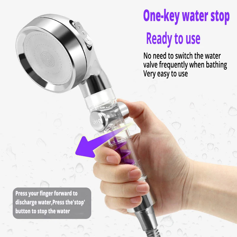 High Pressure 3-Function SPA shower head Shower Head with switch on/off button Filter Bath Head Water Saving Shower Bathroom S4340688 - Tuzzut.com Qatar Online Shopping
