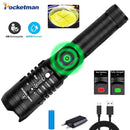 High lumens Battery indicator led flashlight xhp50.2 most powerful LEDtorch Zoom lantern 18650 Best Camping fishing hunting lamp X2015731 - Tuzzut.com Qatar Online Shopping