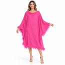 Women’s Fuchsia Feather-Trim Kaftan Dress 5QFKC3