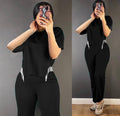 Turkish Flame Women Half Sleeve Top & Pants Set - T121 - Tuzzut.com Qatar Online Shopping