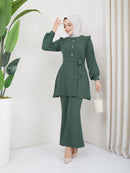 Uslu Moda Turkish Women's Ayrobin Formal Dress U12 - Mineral Green - Tuzzut.com Qatar Online Shopping