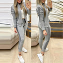 Turkish Women's Tracksuit 2 Pcs Outfits Zip-Up Jacket Pants Set - T046 - Tuzzut.com Qatar Online Shopping