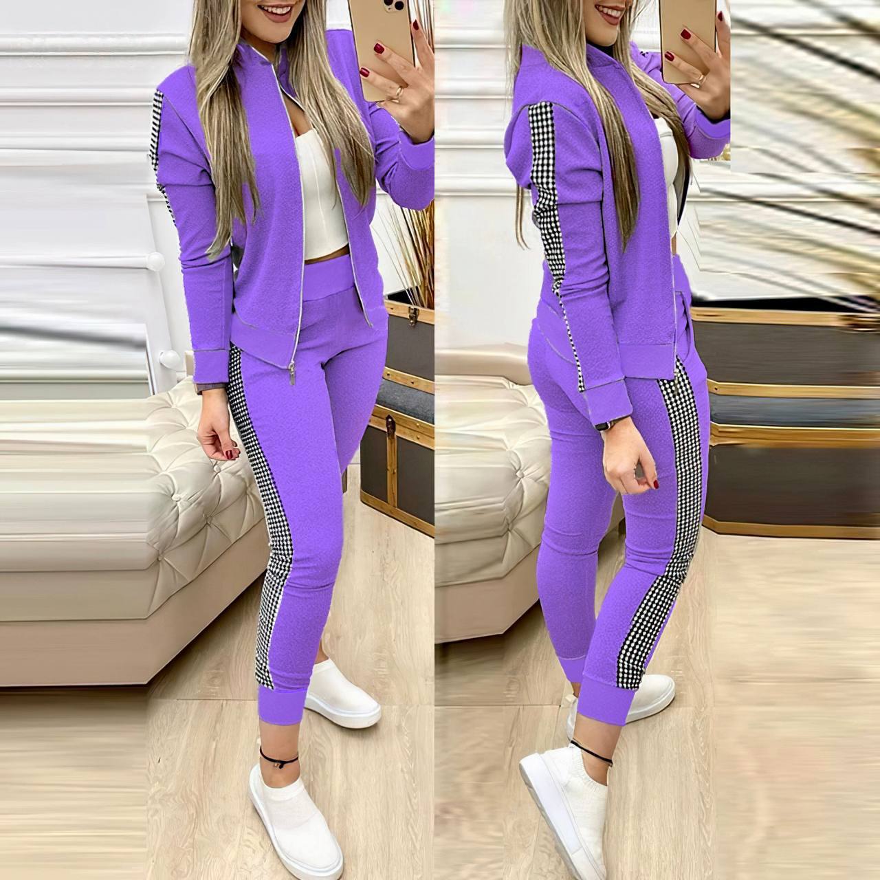 Turkish Women's Tracksuit 2 Pcs Outfits Zip-Up Jacket Pants Set - T046 Turkish Women's Tracksuit 2 Pcs Outfits Zip-Up Jacket Pants Set - T046