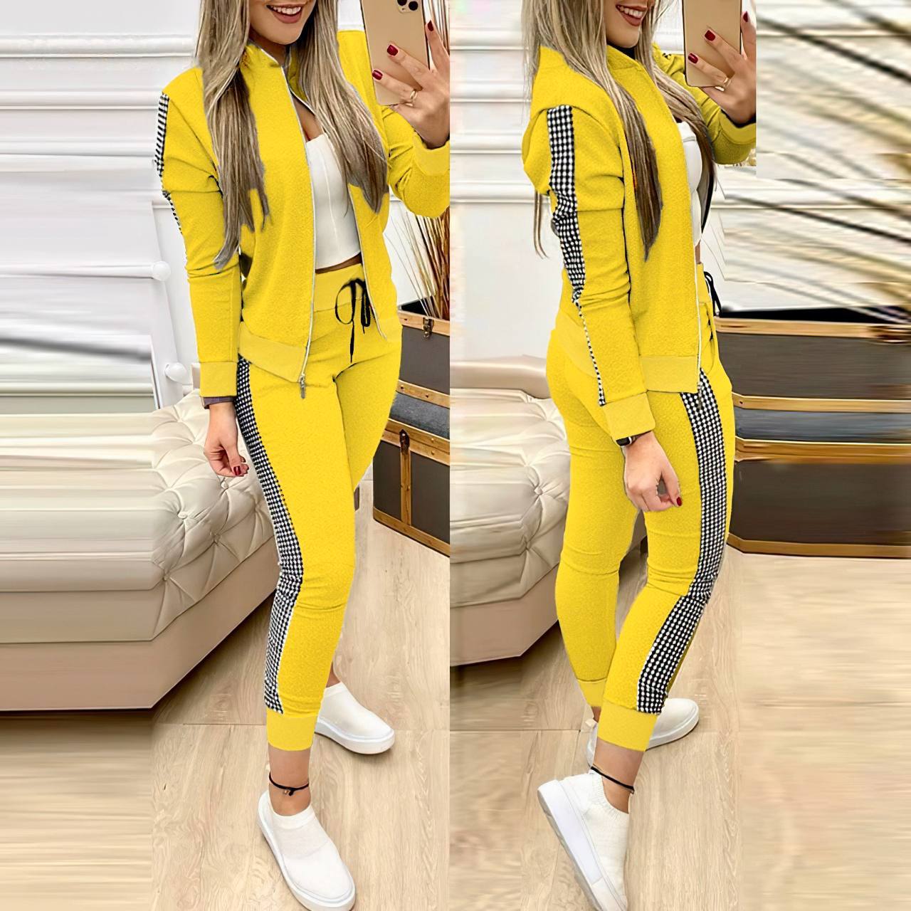 Turkish Women's Tracksuit 2 Pcs Outfits Zip-Up Jacket Pants Set - T046 Turkish Women's Tracksuit 2 Pcs Outfits Zip-Up Jacket Pants Set - T046