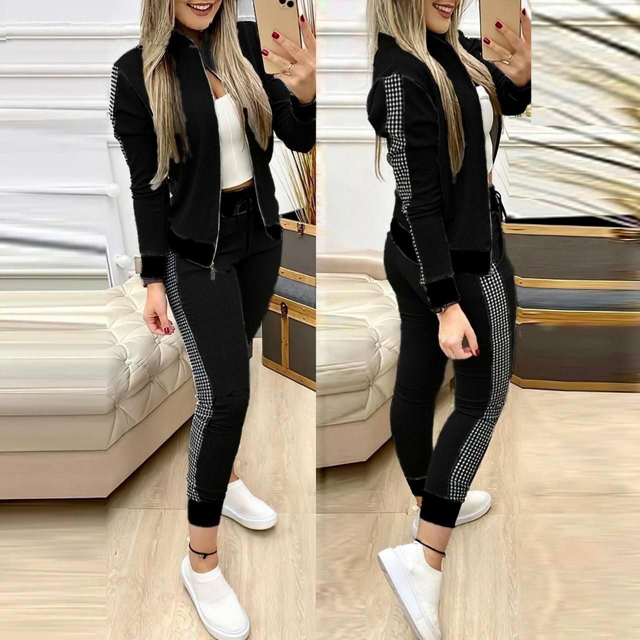 Turkish Women's Tracksuit 2 Pcs Outfits Zip-Up Jacket Pants Set - T046 Turkish Women's Tracksuit 2 Pcs Outfits Zip-Up Jacket Pants Set - T046