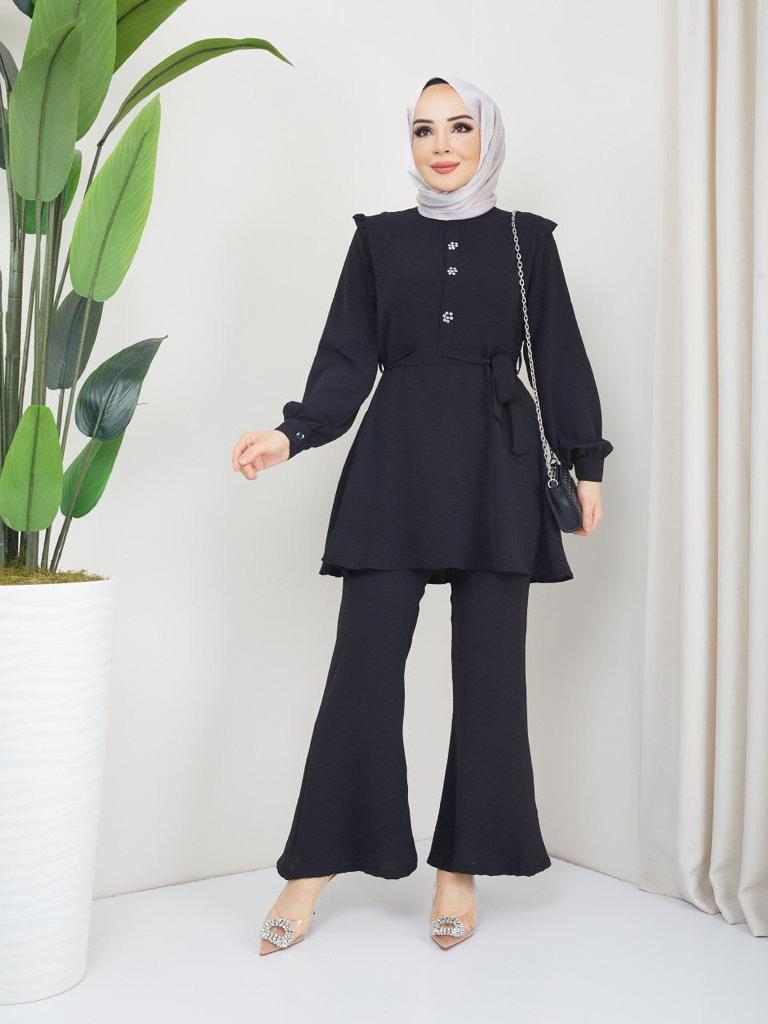 Uslu Moda Turkish Women's Ayrobin Formal Dress U12 - Black - Tuzzut.com Qatar Online Shopping