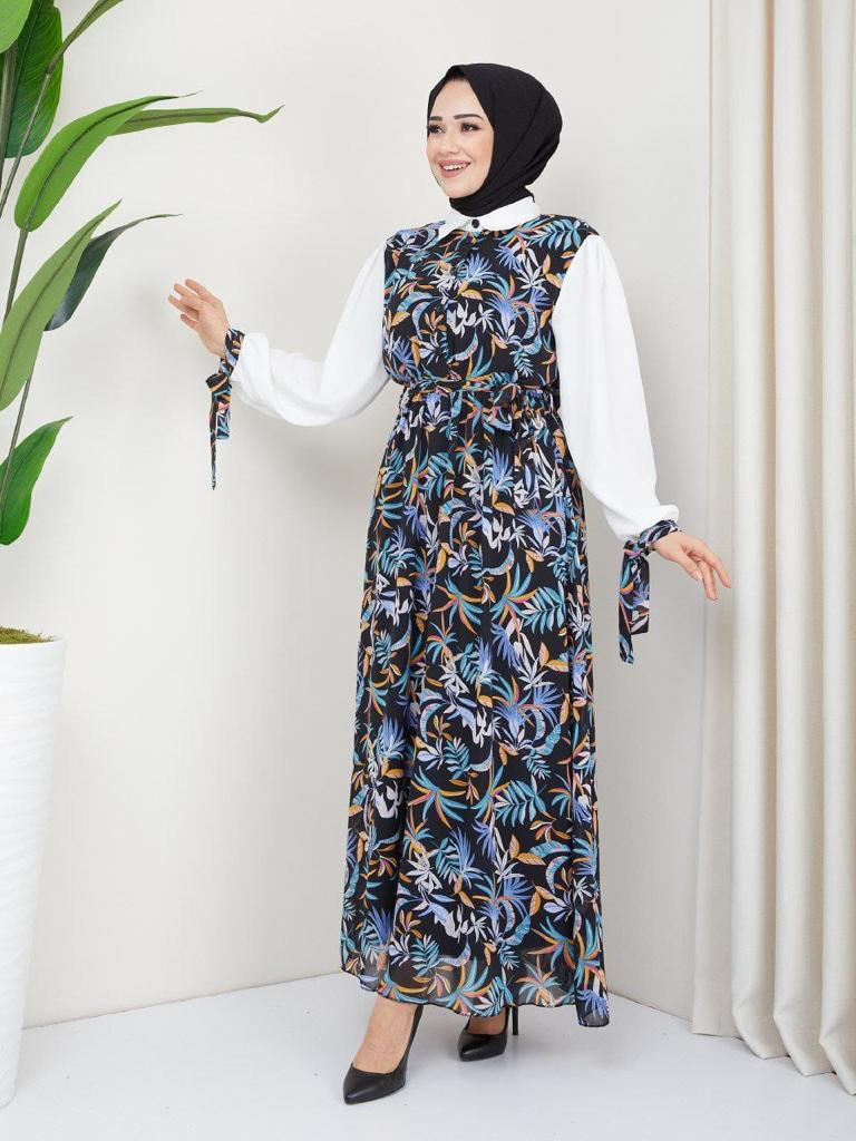 Uslu Moda Turkish Women's Chiffon Maxi Dress - U63 - Tuzzut.com Qatar Online Shopping