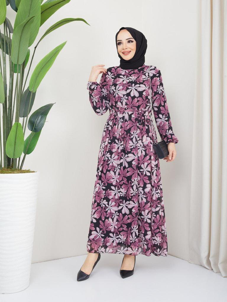 Uslu Moda Turkish Women's Chiffon Ayrobin Maxi Dress - U53 - Tuzzut.com Qatar Online Shopping